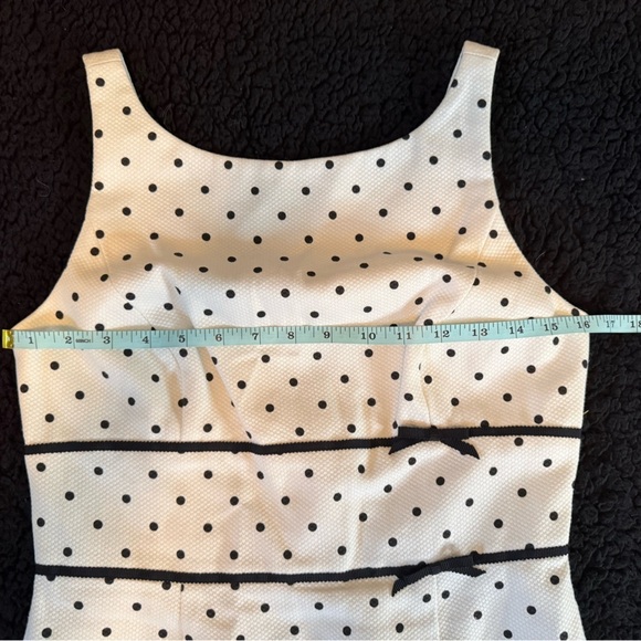 Carmen Marc Valvo White and Black Dotted Mini Dress - Picture 3 of 10